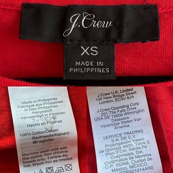 J. CREW Oversized Cropped Popover Blouse Red XS - Picture 8 of 8